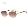 Rimless Oval Sunglasses Female Vintage  Small Frame Sun Glasses Women Fashion Clear Ocean Lens Sunglass Shades UV400