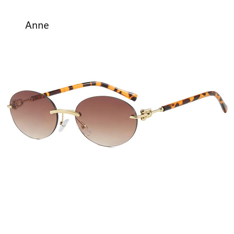Rimless Oval Sunglasses Female Vintage  Small Frame Sun Glasses Women Fashion Clear Ocean Lens Sunglass Shades UV400