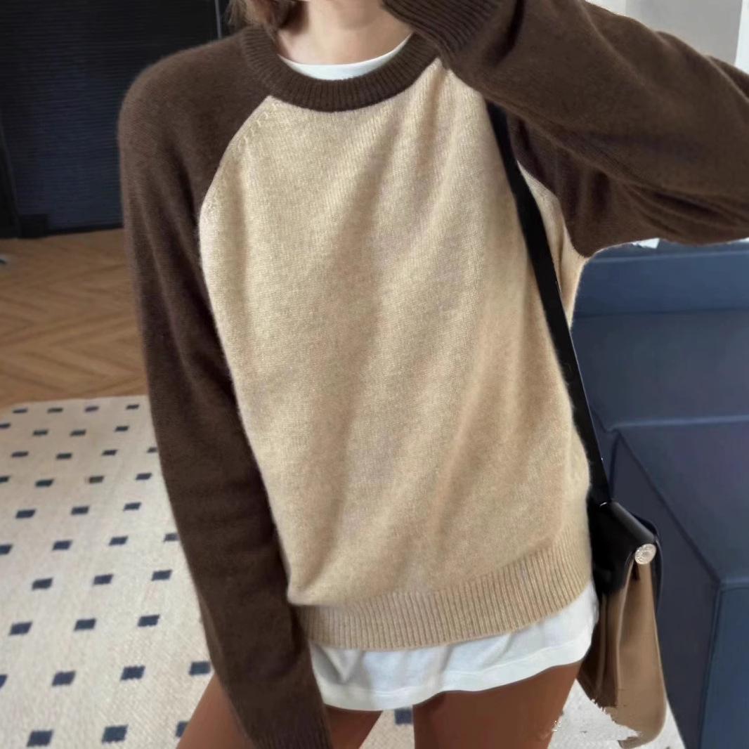 

Шикарный свитер из шерстяного трикотажа в стиле колор-блок: Уютный, омолаживающий, стройнящий пуловер для осени/зимы XL