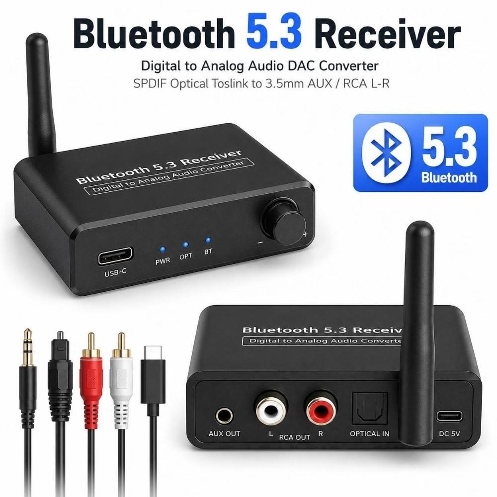 Toslink Support Bluetooth Audio Adapter SPDIF Input Audio DAC Adapter  Desktop Setup