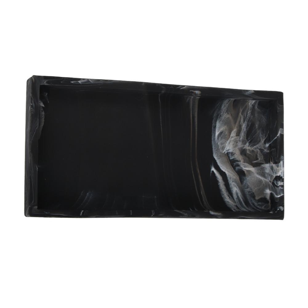 Shatterproof Silicone Storage Tray Non Slip Marbling Black Soap Dispenser Tray Easy Clean Grey Bathroom Tray Sink Vanity