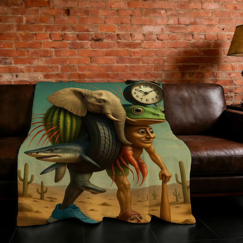 Blanket Super Warm Brainrot Comfortable Meme Plush Throw Blanket Child Home Italian Sofa Bedroom Gift 75X95CM