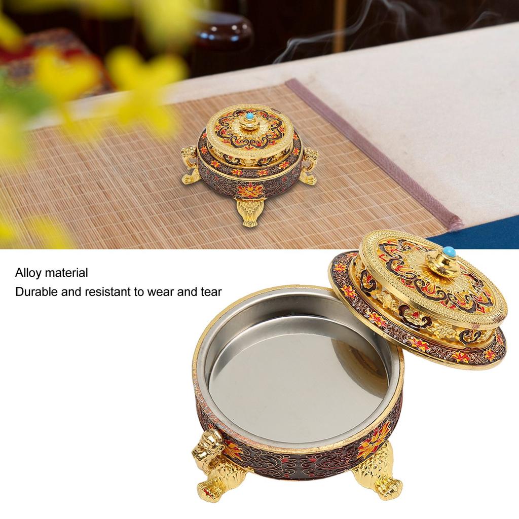 Trinket Incense   with Lid Handcraft Antique Polished Process for Decoration Meditation Room
