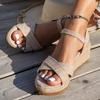 Women Casual Beach Sandals Platform Wedge Lightweight Summer Strap Casual Rope Thick Sole Bohemian Increased Fish Mouth Sandal