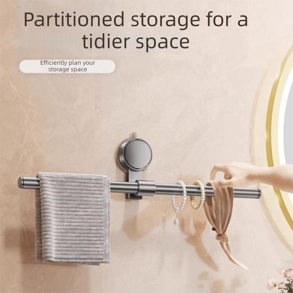 Punch-free No-Drill Towel Bar Cream Style Bathroom Hanging Rod Suction Cup Towel Rack  Wall Mounted