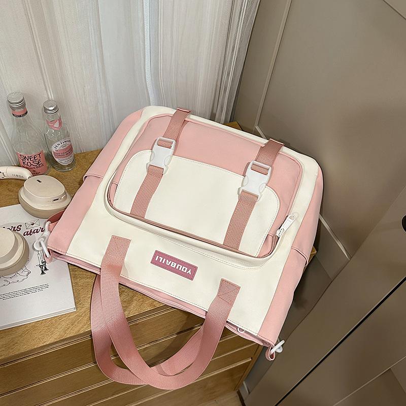 New High-value College Style, Fresh and Sweet Backpack, Contrasting Color Splicing Make-up Bag, Junior High School Student Backpack