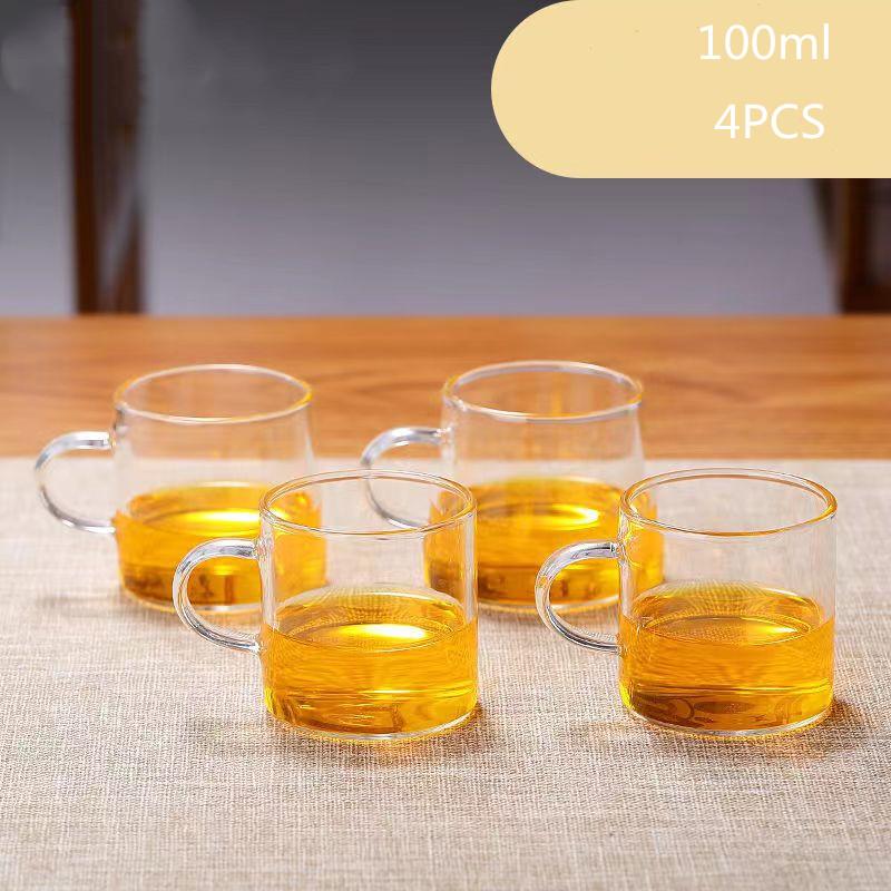 Juego de té chino Gongfu portátil Tetera de vidrio de borosilicato resistente al calor Bandeja de té Juego de tazas de té Una tetera de cuatro tazas Bolsa de regalo
