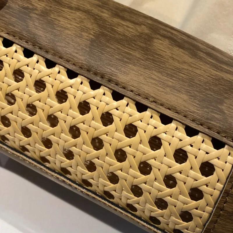 PU Leather Tissue Box with Wood Grain Texture, Multi-Scenario Luxury Napkin Holder for Hotel/Home/Car, Scratch-Resistant Surface