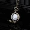 Orologio da tasca moda retrò per uomo donna, bronzo, quarzo, lega, cassa cava con ingranaggi scolpiti, con catena