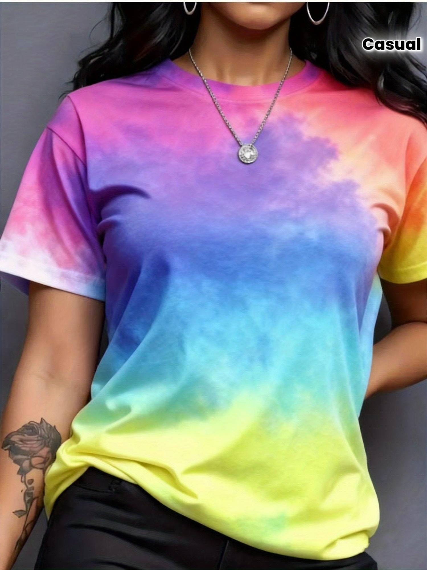 

Pink and Purple Tie-dye Printed Color-block Short-sleeve T-shirt. Swear. Summer Casual Round-neck T-shirt 3XL дубильна кора
