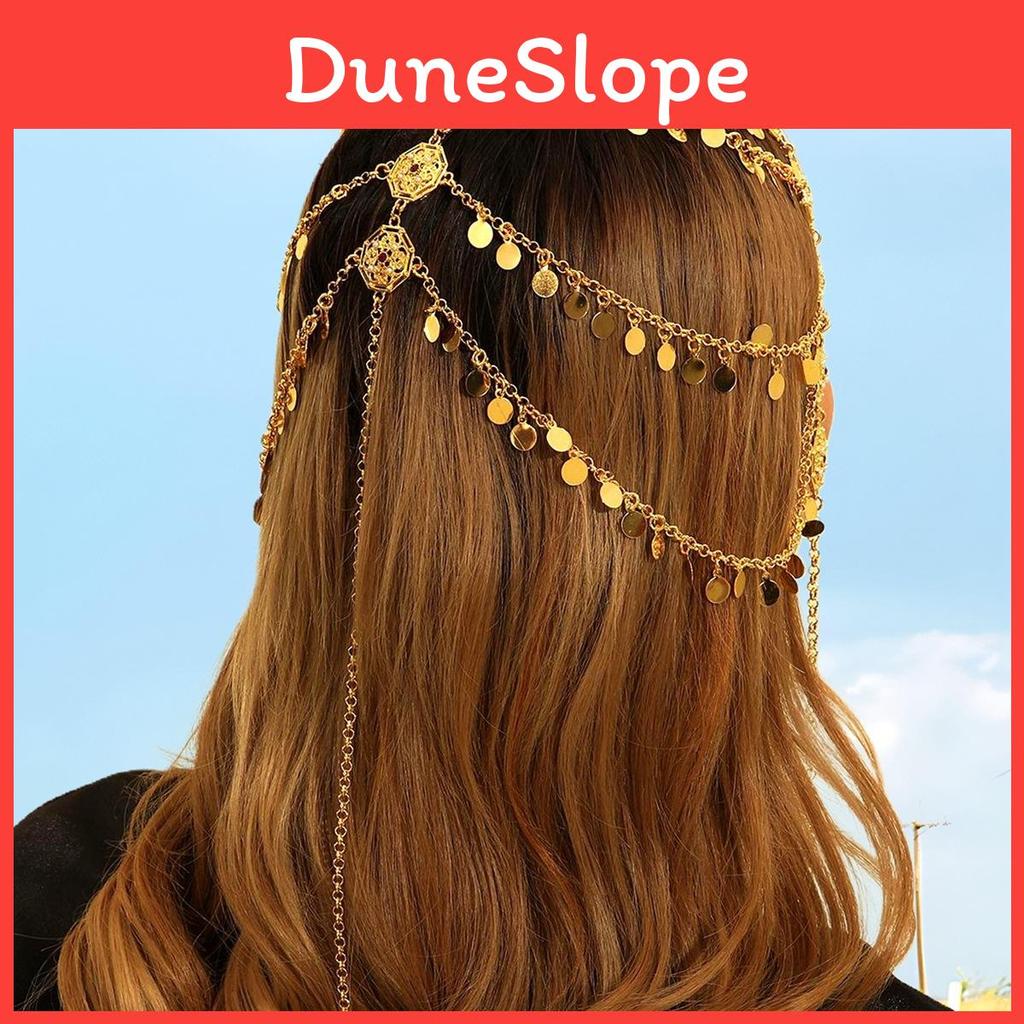 Middle East Gold Alloy Headband With Dangling Tassels For Women Travel Gift