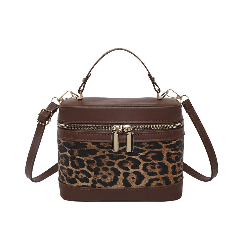 Street Style Stitching Faux Leather Box Bag, Women's Fashionable Zipper Shoulder Crossbody Purse