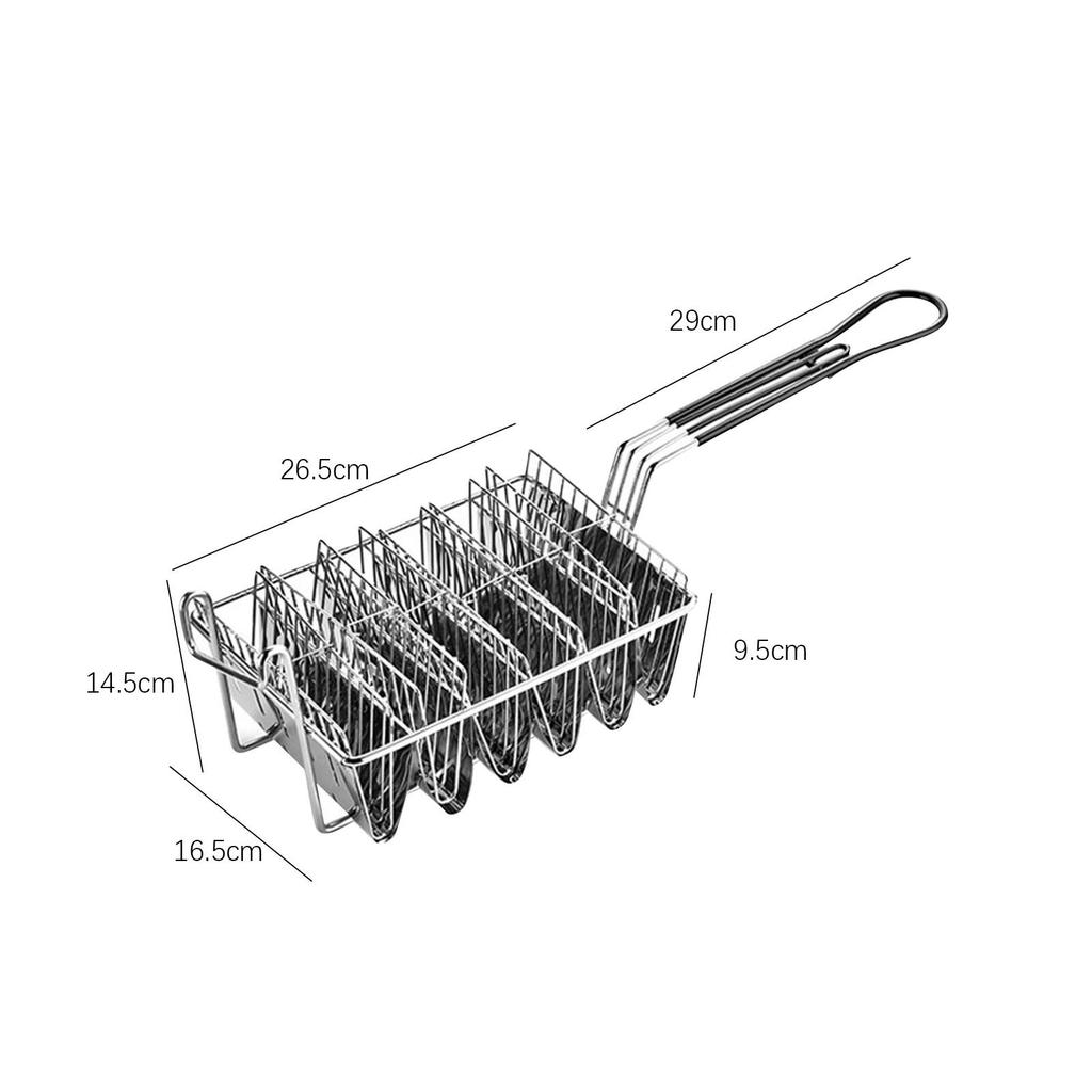 Taco Basket Deep Fryer Holder with Grip Handle Stainless Steel Burritos Professional