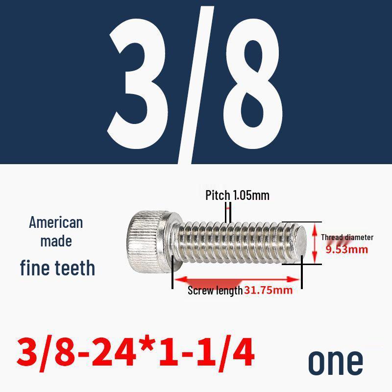 304 Stainless Steel Fine Thread Socket Head Cap Screw 10#-32, 1/4-20, 5/16-24