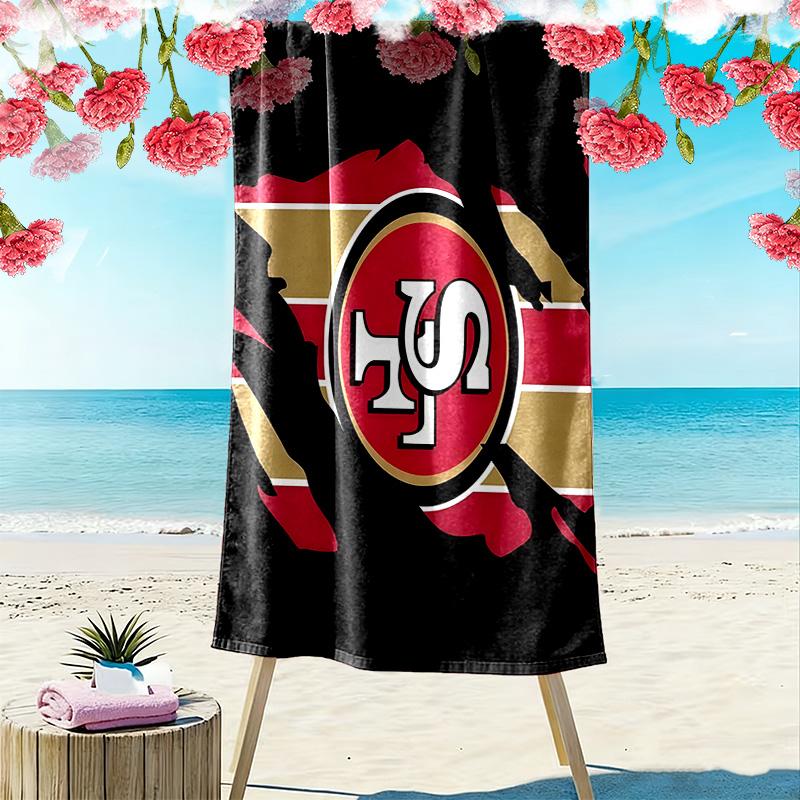 Telo da Spiaggia Stampa San Francisco 49ers, Grande Morbido Asciugatura Rapida per Spiaggia Campeggio Nuoto