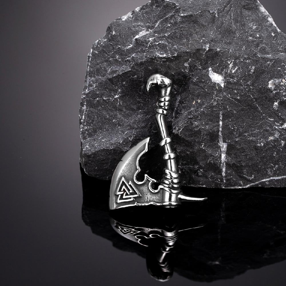 Norse Viking Axe Necklace Gold Fade-Resistant Rune Mjolnir Pendant for Men 60CM