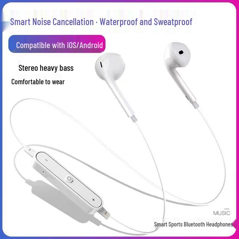S6 Neckband Bluetooth Earbuds: HD Calls, No Delay, Long Battery Life, Comfortable, High Quality Sound, Multi-functional.