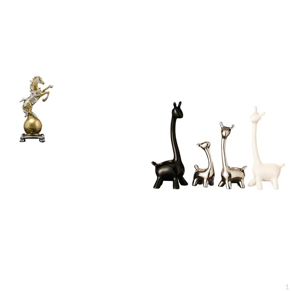 Modern Resin Horse And Ceramic Giraffe Statue Art Craft Ornament Collectible Figurine for