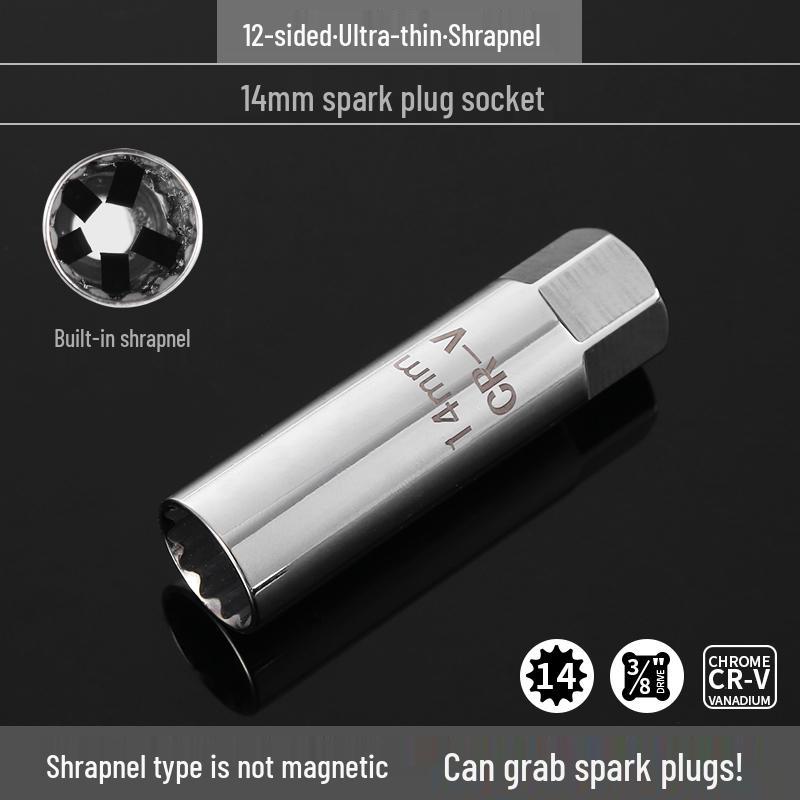 Universal Magnetic Spark Plug Socket Wrench (14/16mm) for Easy Spark Plug Removal and Installation