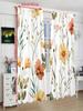 2PCS- Fresh plant flowers - Printed curtain - Polyester material - suitable for bedroom, living room, study, private space