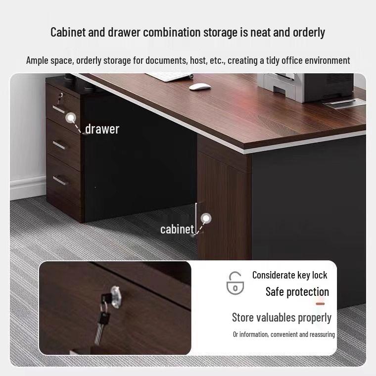 Modern Office Desk & Chair Set: Boss/Employee Workstation for Home, Bedroom, or Study.