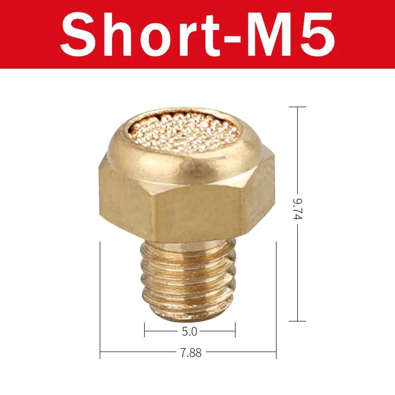 Pneumatic Exhaust Muffler Silencer 1/8 1/4 3/8 1/2 BSP Male Thread For Air Noise Brass Adjustable Long Short BSL M5
