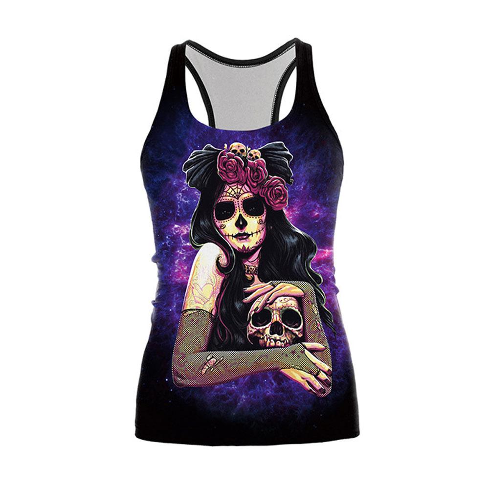 Summer Halloween Ghost Vest Printed Halloween Skull Vest Fashion Women's Clothing