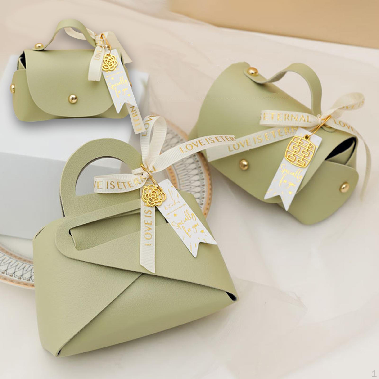 

3 шт., подарочная сумка для свадебных конфет, европейская коробка с ручкой, кожаные коробки для вечеринок зелёный