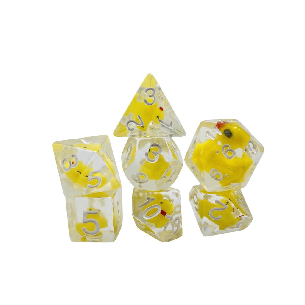 7-Die Dice DND, Rubber Ducky DND Dice, Dice Tray, D and D Dice for Dungeons and Dragons Gift (Dice Set Only)