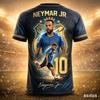 Nuovo Arrivo Neymar Stella del Calcio T-shirt Stampata 3D per Tifosi di Calcio Bambini Casual Traspirante Asciugatura Rapida Uomo Girocollo Manica Corta