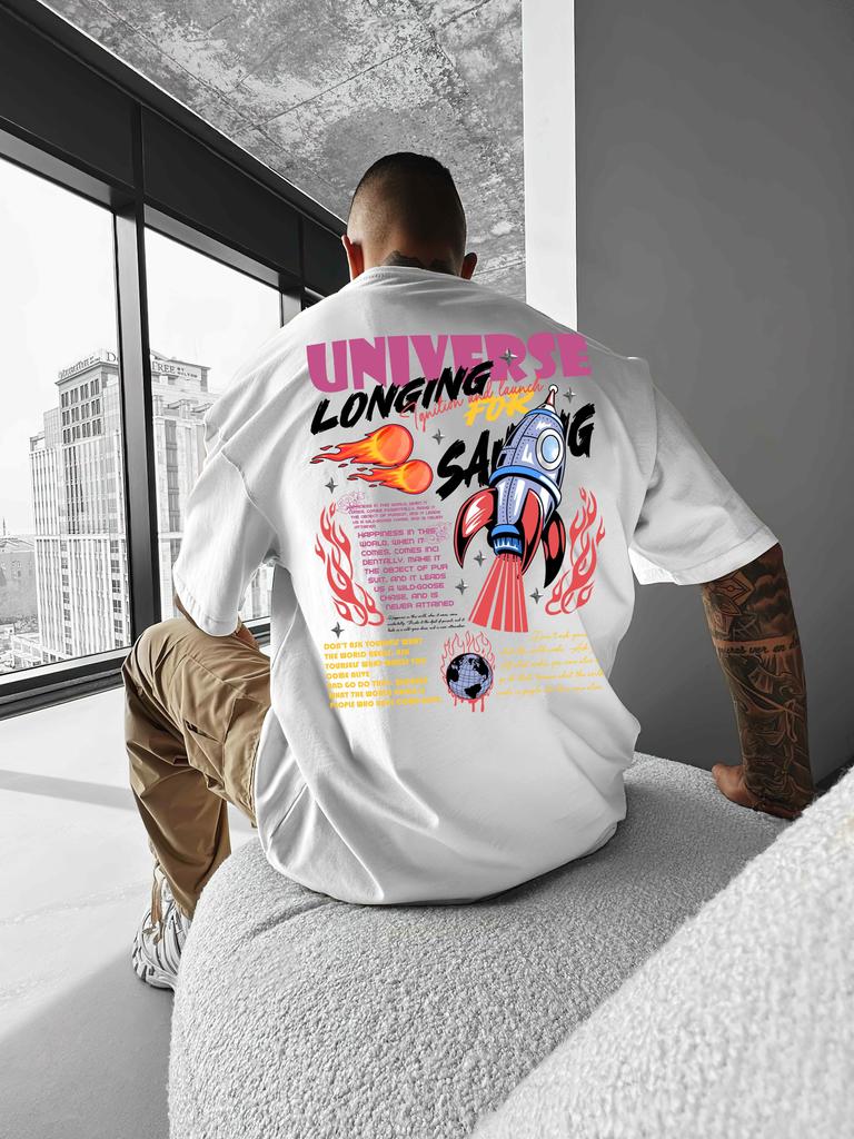 Rocket Graffiti Print 100 Cotton Versatile Men Woment Tshirt Summer Autumn Daily Sports Party Casual Loose Street Short Sleeve