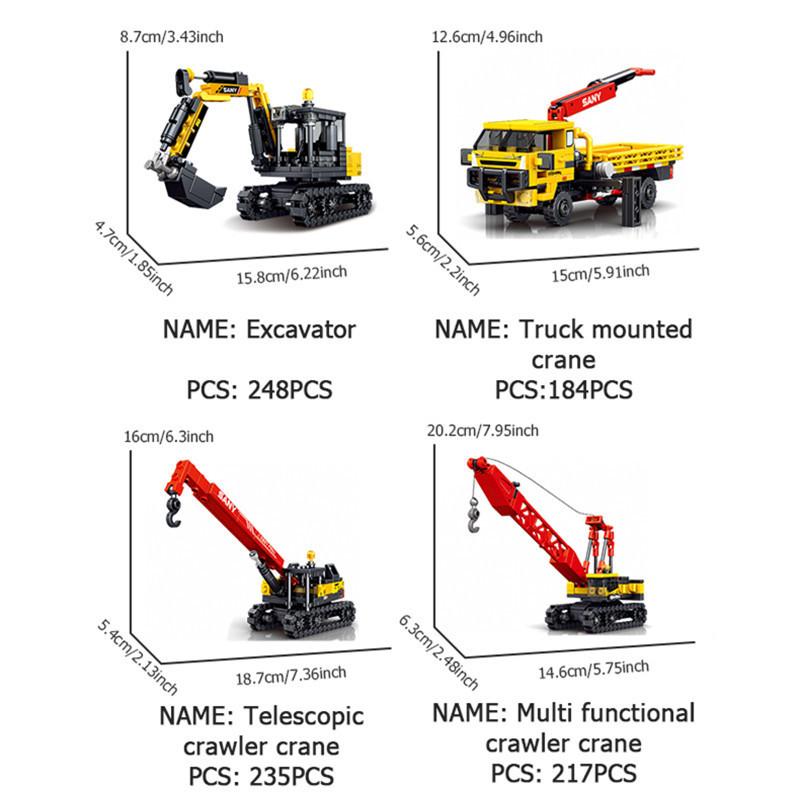 Non-Toxic Sembo 4In1 Rotary Drilling Rig Building Blocks City Construction Engineering Vehicle Excavator Truck Bricks Kids Toys Children Gifts