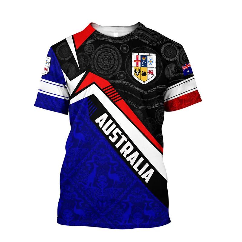 

Australian Flag Kangaroo Aboriginal Painting 3D Printed Summer Men s Short-Sleeved Round Neck 6XL