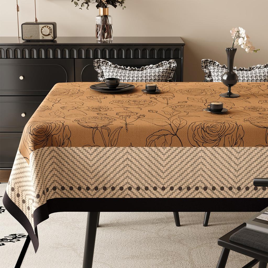 Vintage Mid Century Tischdecke Wasserdicht Ölbeständig Hitzebeständig Leinenoptik Rechteck Esstischdecke Abwischbar Französisch Retro Küchen-Dekoration