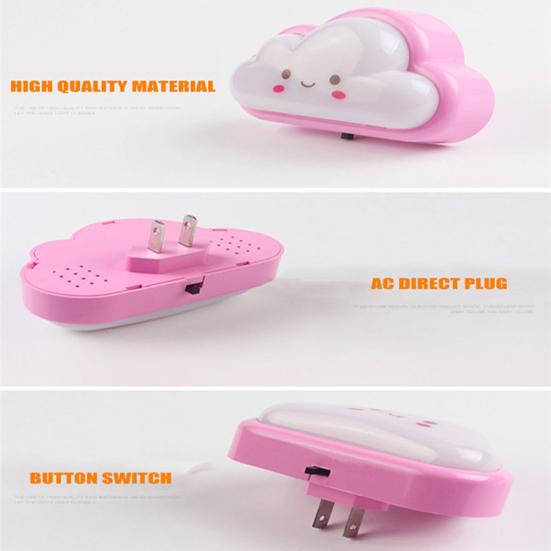 Cartoon Cloud Energy-saving LED Night Light US Plug Bedside Lamp Home Decor