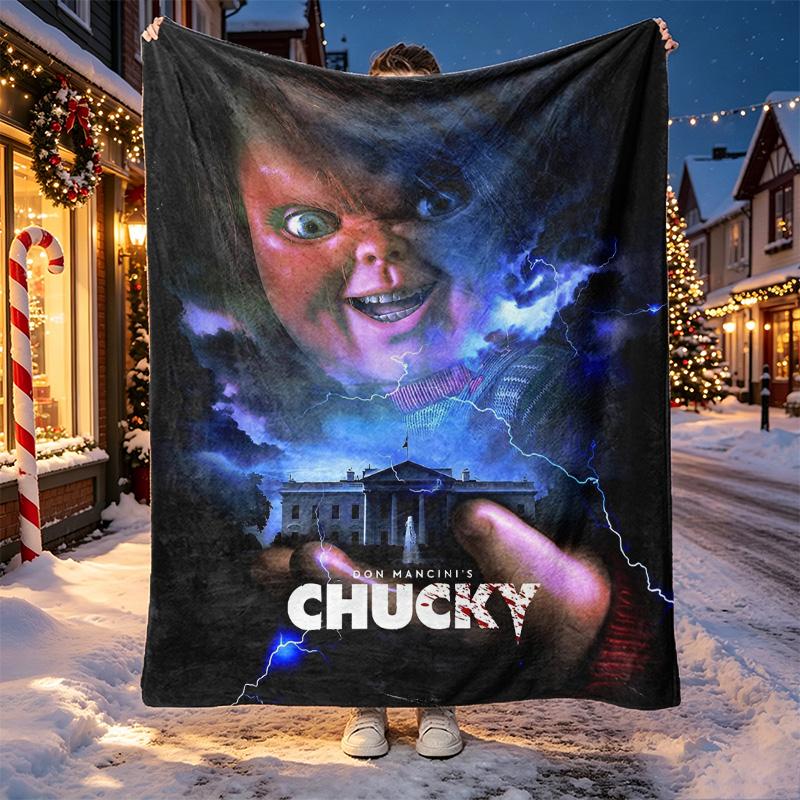 Chucky Pattern Blanket for Home Decoration, Bed, Sofa, Car Travel, Camping, Suitable for All Seasons, Birthday Christmas Gift
