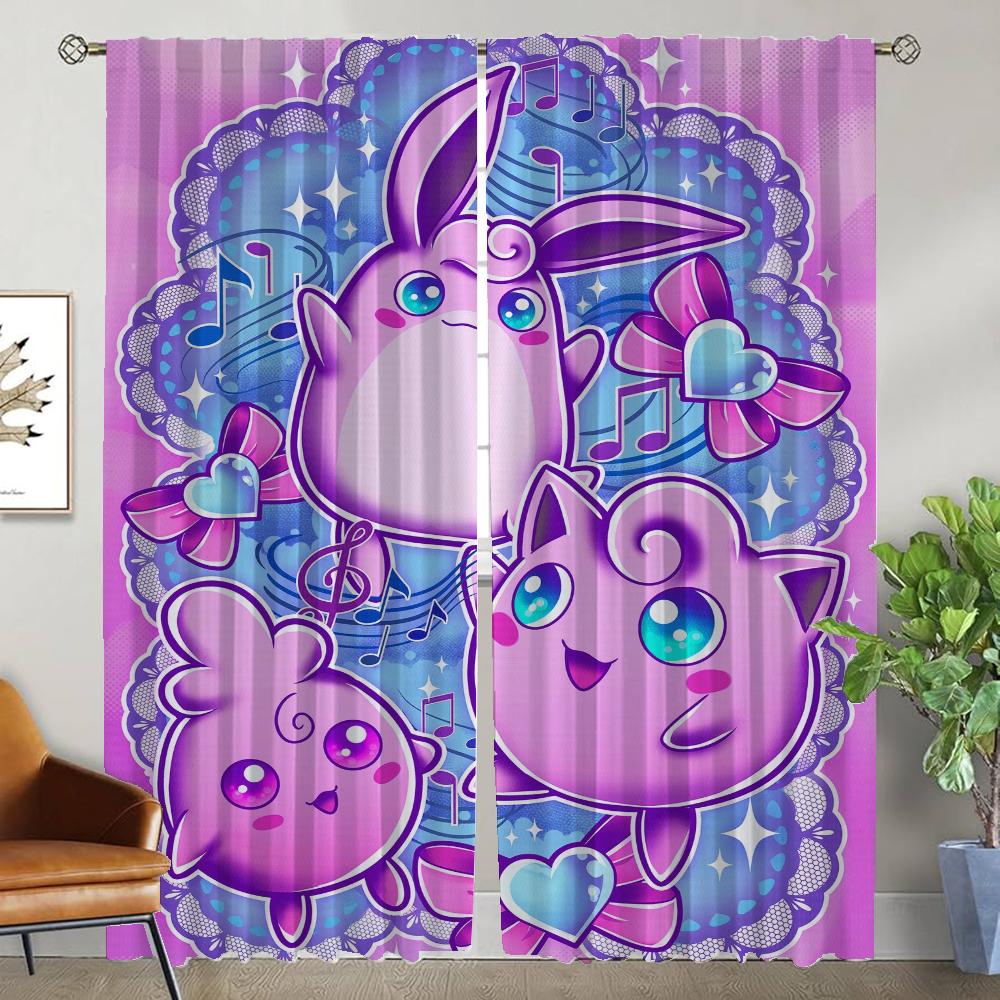 Okenní závěs do pokoje 2 panely P-pokemones Halloweenská dekorace Závěsy proti komárům Tyl pro ložnici Stínidla Dělicí příčka Dítě