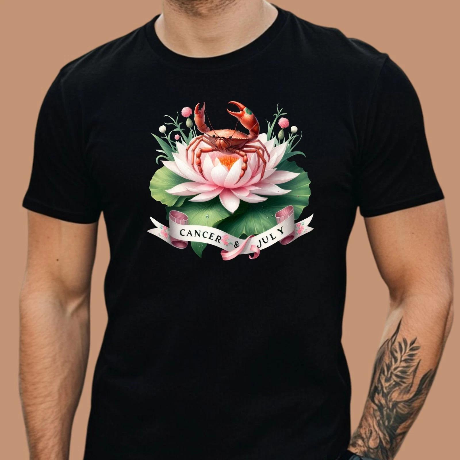T-Shirt Herren Blumen Geburtsmonat und Sternzeichen L
