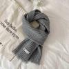Solid Color Pit Strip Raw Edge Knitted Warm Scarf Female Soft Glutinous Scarf