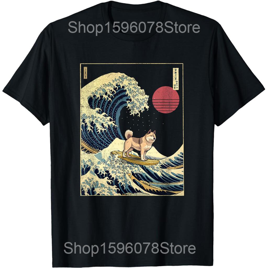 Santa Xmas Lights Dog Lover Akita Dog Christmas T Shirts Cotton Humor Streetwear Tee Shirt Short Sleeve Unisex Loose Clothing