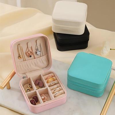 Portable Mini Jewelry Storage Box Travel Organizer Jewelry Case Leather Storage Earrings Necklace Ring Jewelry Organizer Display