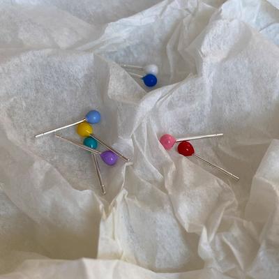 Mini Rainbow Glue Small Ball Earrings for Women Personality Cute Colorful Doudou Earrings