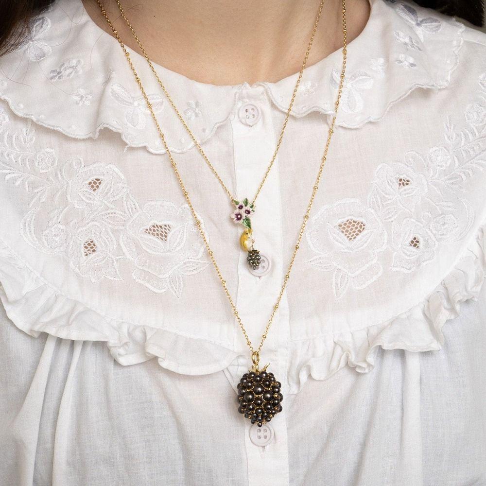 Opening and Closing Lid Locket Pendant Necklace Hidden Animal Glazed Fruit Choker  Birthday Gift