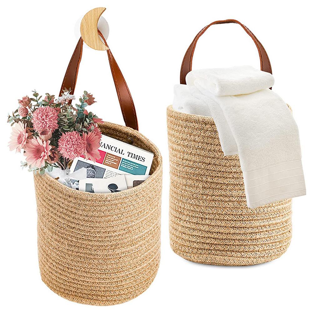 Cotton Rope Hanging Basket for Wall Storage Small Space Saver Organizer Ideal for Flowers Fruits Vegetables in Kitchen Bedroom