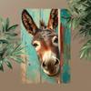 Vintage Farmhouse Iron Wall Art  Whimsical Donkey Peeking from Rustic Wooden Door Durable Metal Plaque for IndoorOutdoor coDer