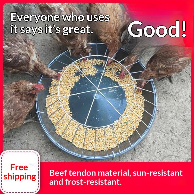 Roof Design Large Circular Chicken Feeder 12/14/16 Holes Rain Resistant for Farm Backyard Poultry Coop