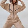 Sports Casual Women's Zipper Decorative Hooded Jumpsuit Jumpsuit