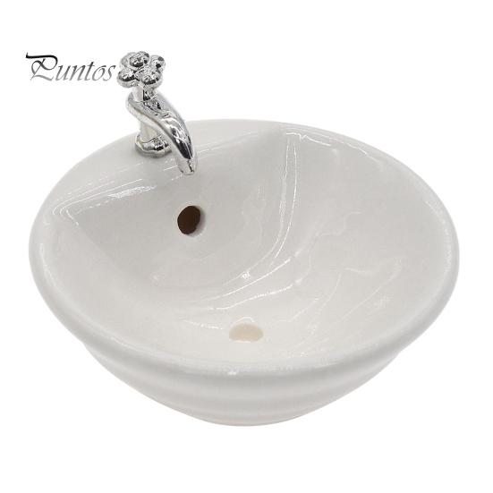 

Раковина для кукольного домика, реалистичная имитация небольшого размера, изысканное уникальное декоративное качество изготовления 1:12-масштабная миниатюрная модель сцены, набор для ванной комнаты для микро Round