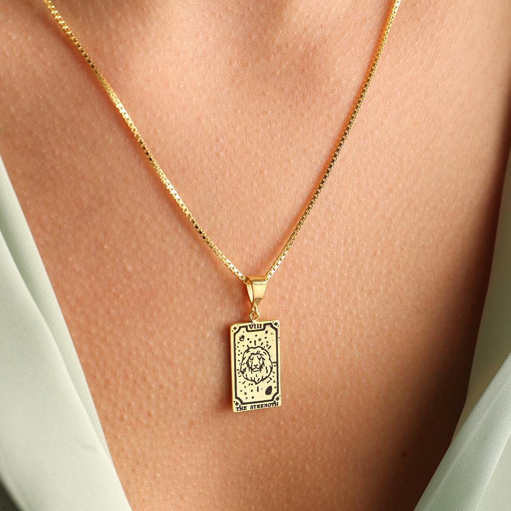 Tarot Card Series Necklace: Stainless Steel & 18K Titanium Steel Sweater Chain Retro Design