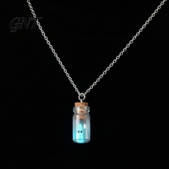 Gothic Style Accessories Glow Ghost Necklace, Glow-in-The-Dark Bottle Pendant, Cute Dark College Jewelry Earrings, Halloween for Women Men Cosplay